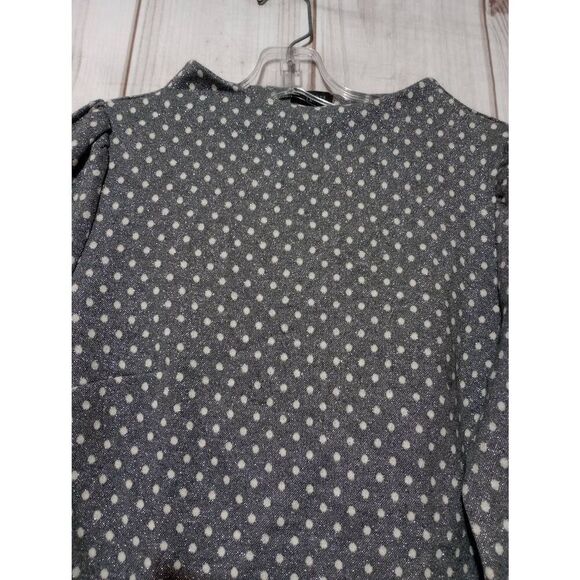 Talbots Shirt Ladies Small Gray White Polka Dot Long Sleeve Light Weight - Picture 3 of 7